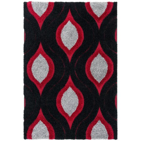Safavieh 4 x 6 ft. Shag Power Loomed Rectangle Area Rug; Black & Red SG461-9040-4
